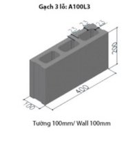 Gạch rỗng 3 lỗ xây tường 10cm An Thành Phát A100L3