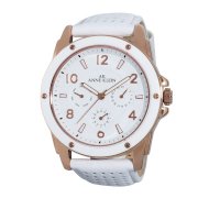 Đồng hồ AK Anne Klein Women's 109656RGWT Rosegold-Tone White Dial and White Leather Strap Watch