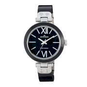 Đồng hồ AK Anne Klein Women's 109653BKBK Silver-Tone Black Plastic Bezel and Bangle Bracelet Watch