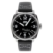 Oris Men's 7357614164LS Calfskin with Black Dial Watch