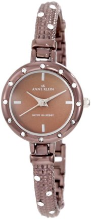 Đồng hồ AK Anne Klein Women's 10/9855BMBN Swarovski Crystal Accented Brown Ion-Plated Textured Bangle Watch