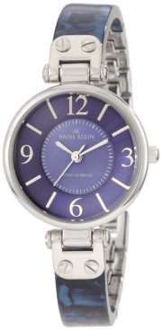 Đồng hồ AK Anne Klein Women's 10/9843BMBL Silver-Tone Blue Marbleized Resin Bangle Watch