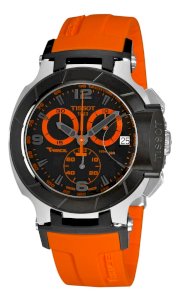 Tissot Men's T0484172705704 T-Race Quartz Orange Strap Chronograph Dial Watch