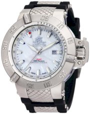 Invicta Men's 0737 Subaqua Noma III GMT White Mother-Of-Pearl Black Rubber Watch