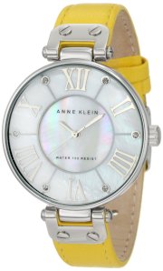 Đồng hồ AK Anne Klein Women's 10/9919MPYL Silver-Tone Yellow Leather Strap Watch