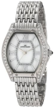 AK Anne Klein Women's 10/9811MPSV Swarovski Crystal Accented Cushion Shaped Silver-Tone Bracelet Watch