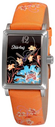 Stuhrling Original Women's 306.1215F81 Botanica Swiss-Quartz Black Dial Watch