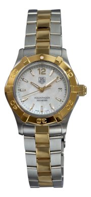 TAG Heuer Women's WAF1424.BB0825 Aquaracer 28mm 18k Yellow Gold Mother-of-Pearl Dial Watch