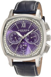 Akribos XXIV Men's AKR462BU Grandoise Multi Function Diamond Swiss Quartz Square Watch
