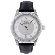 Oris Men's 73375944061LS Leather Synthetic with Silver Dial Watch