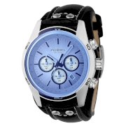 Đồng hồ Fossil Men's CH2564 Black Leather Strap Blue Glass Silver Analog Dial Chronograph Watch