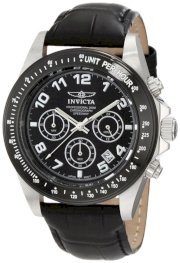 Invicta Men's 10707 Speedway Chronograph Black Dial Black Leather Watch