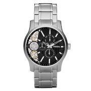 Đồng hồ Fossil Men's ME1097 Stainless Steel Bracelet Textured Black Cutaway Dial Chronograph Watch