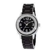 Đồng hồ AK Anne Klein Women's 109643BKBK Swarovski Crystal Silver-Tone and Black Plastic Bracelet Watch
