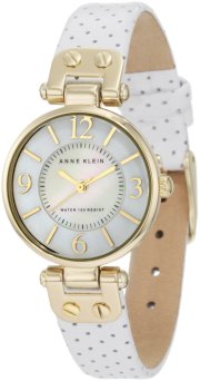 Đồng hồ AK Anne Klein Women's 10/9888MPWT Leather Gold-Tone White Leather Strap Watch