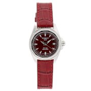 Tissot Women's T22.1.161.81 PRC100 Red Dial Diamond Bezel Leather Strap Watch