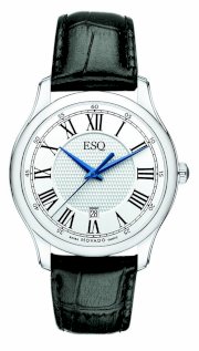ESQ by Movado Men's 07301367 Filmore Stainless-Steel Black Leather Strap Silver Round Dial Watch