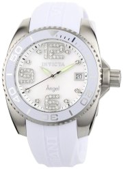 Invicta Women's 1057 Angel Collection Crystal Accented Mother-of-Pearl Dial White Polyurethane Watch