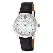 Đồng hồ AK Anne Klein Women's 109003MPBK Round Silver-Tone Black Leather Strap Watch