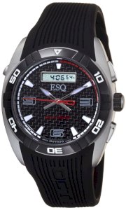 ESQ by Movado Men's 07301376 Octane Black Rubber Strap Black Carbon Fiber Dial Watch
