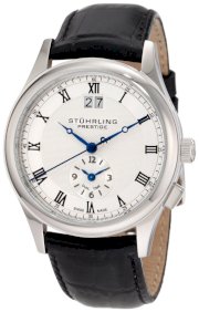 Stuhrling Prestige Men's 364.33152 Swiss-Made Laureate Quartz Dual Time Silvertone Watch