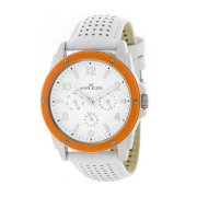 Đồng hồ AK Anne Klein Women's 109657ORWT Silver-Tone Orange Plastic Bezel and White Leather Strap Watch