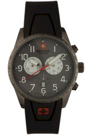 Swiss Military Calibre Men's 06-4R4-15-009 Red Star Charcoal IP Bezel Chronograph Rubber Date Watch