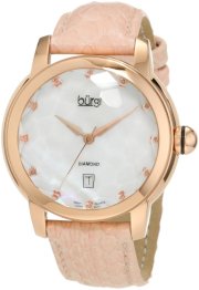 Burgi Women's BU14P Round Swiss Quartz Diamond Date Strap Watch