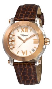 Chopard Women's 278492-9001 Happy Sport Round II Gold White Dial Watch