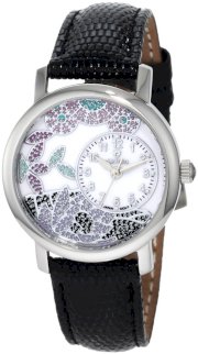 Croton Women's CN207371BSDW Silvertone Floral Design White Dial Watch