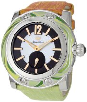 Glam Rock Women's GRD10015SS Miami Mother-Of-Pearl and Brown Dial Orange and Green Fabric Watch