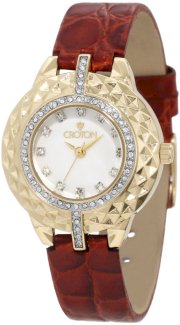 Croton Women's CN207360YLBR Crystal Accented White MOP Dial Red Leather Watch