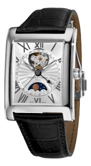 Frederique Constant Men's FC-335MS4MC6 Carree Moonphase Silver Moonphase Dial Watch
