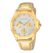Jill Stuart Women's SILDE002 Retrograde Collection Gold-Tone Leather Watch