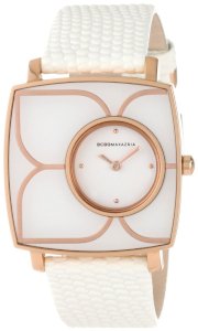 BCBGMAXAZRIA Women's BG6367 Icon Voyage Custom Square Case with Flower Bezel Detailed Watch