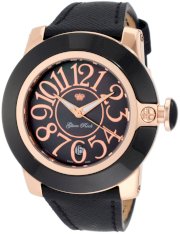 Glam Rock Women's GR32000 SoBe Black Mother-Of-Pearl Black Leather Watch