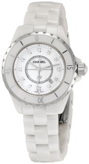Chanel Men's H1628 J12 Diamond White Dial Watch