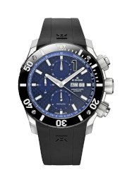 Edox Men's 01114 3 BUIN Class 1 Automatic Chronograph Blue Dial Rubber Watch