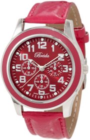 Breda Women's 7210-HotPink Emmaline Classic Hot Pink Bezel Leather Watch