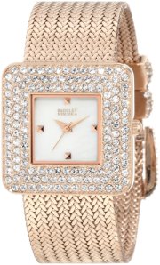 Badgley Mischka Women's BA/1196MPRG Swarovski Crystal Accented Rosegold-Tone Mesh Bracelet Watch