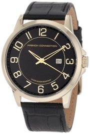 French Connection Men's FC1050GB Classic Round Black Gold Watch