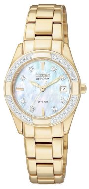 Citizen eco-drive Women's EW1822-52D Regent Gold Tone Diamond Watch