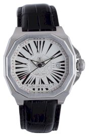 Gio Monaco Men's 704-A Medusa Octagon White Dial Black Alligator Leather Watch