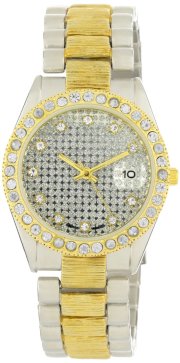 Geneve Elegante Men's GEN-5068-TT Classic Rhinestone Encrusted Silver and Gold Watch