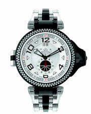 Gio Monaco Men's 476-BFWD Obloide Silver Dial Big Date Steel and Black PVD Diamond Watch