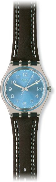 Swatch Women's Blue Choco GM415 Brown Cloth Quartz Watch with Blue Dial