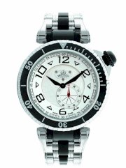 Gio Monaco Men's 654 Poseidon Silver Dial Steel and Black PVD Watch