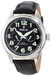 Invicta Men's 11741 Vintage Master Calendar Black Dial Black Leather Watch