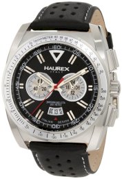 Haurex Italy Men's 9A346UNS MPH Chronograph Tachymeter Bezel Black Leather Watch