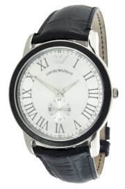 Emporio Armani Men's AR0463 Classic Leather Quartz Silver Dial Watch